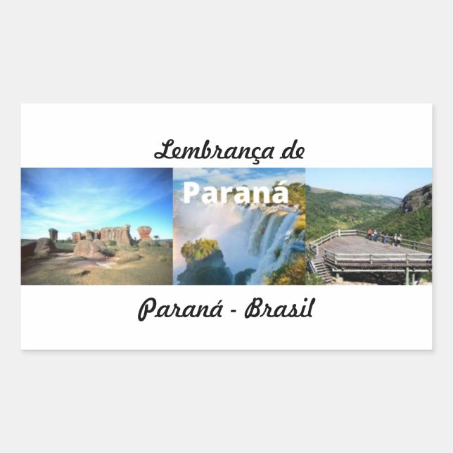 Retangular Adesivo lembrança de Paraná Brasil (Frente)