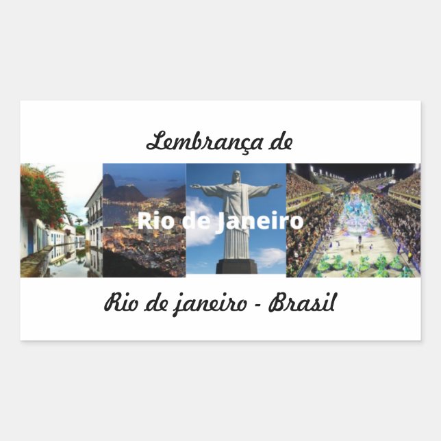 Retangular Adesivo lembrança de Rio de Janeiro (Frente)