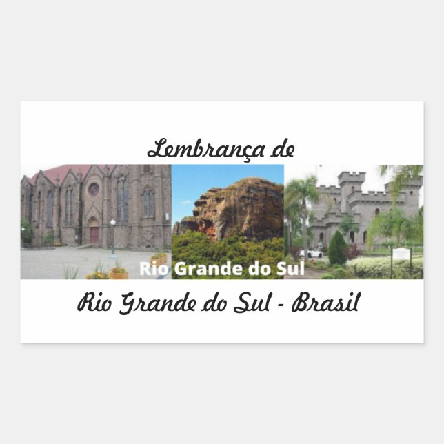 Retangular Adesivo lembrança de Rio Grande do Sul - Brasil (Frente)