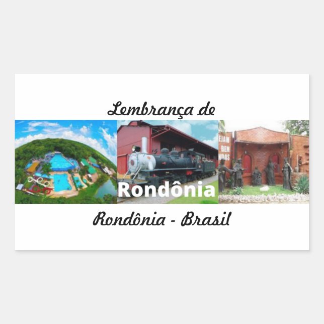 Retangular Adesivo lembrança de Rondônia Brasil (Frente)