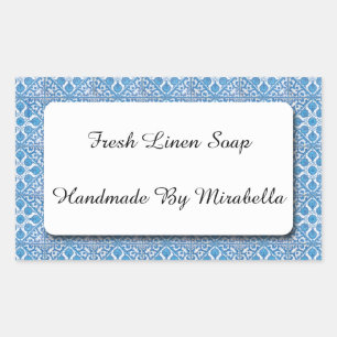 Retangular Adesivo Personalizado Blue e White Delft Cornflowe