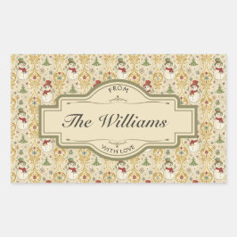 Retangular Adesivo Personalizado do Boneco de Neve & Árvore d