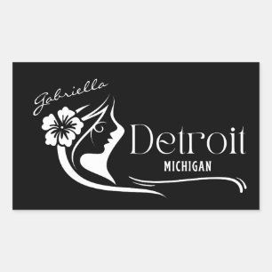 Retangular Adesivo Personalizável do Detroit Hibiscus