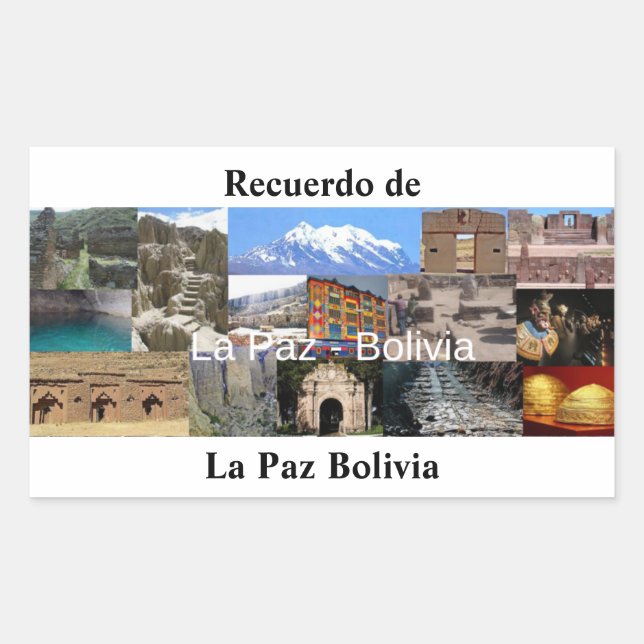 Retangular Adesivo recuerdo de La Paz Bolivia (Frente)