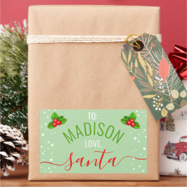 Retangular  "Amor, Papai Noel" Nome Personalizado Adesivo Ver