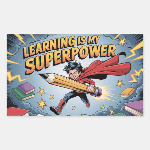 Retangular Aprender É Meu Superpoder – Adesivo Motivacional f