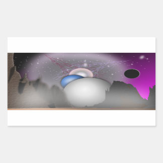 Retangular Arte Espacial da Lua Selvagem - Adesivo