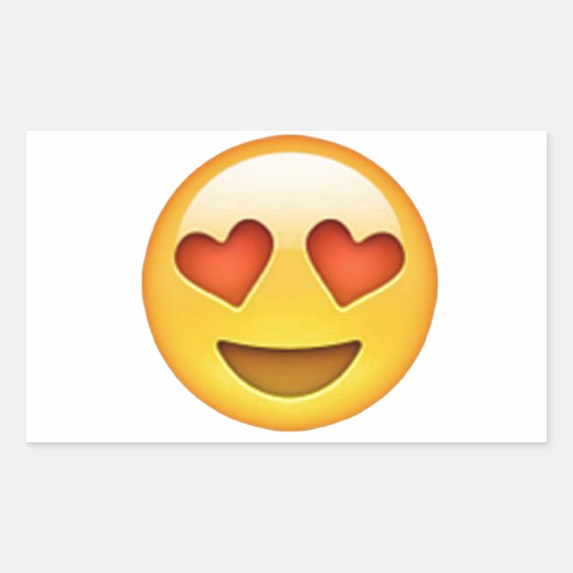 Retangular Cara com olhos em forma de coração adesivo emoji (Frente)