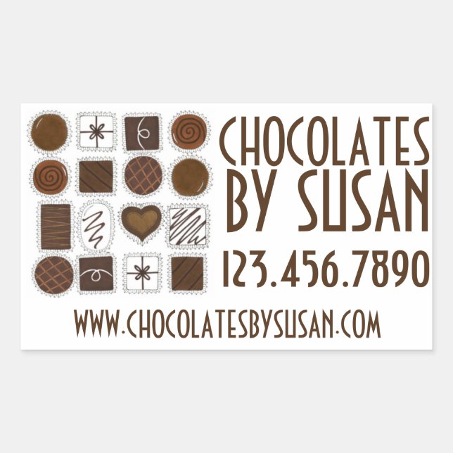 Retangular Chocolates Doces Personalizados Feitos Por Adesivo (Frente)