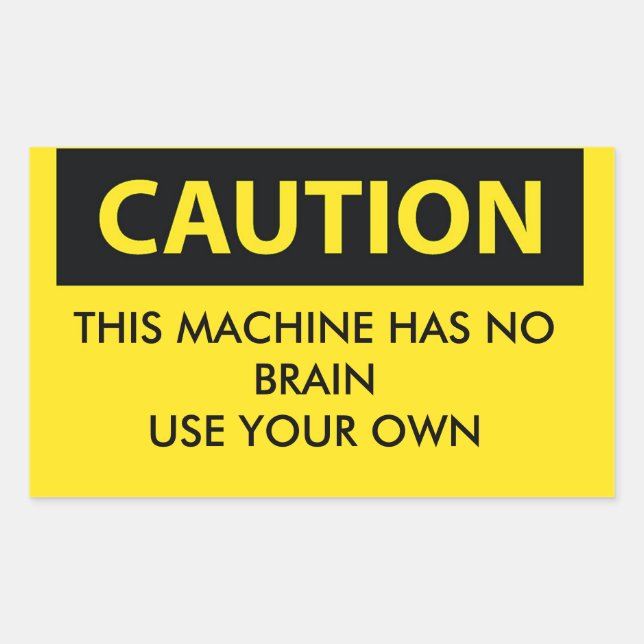 Retangular CUIDADO: especial adesivo no local de trabalho (Frente)