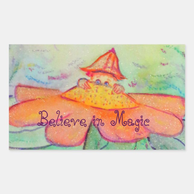 Retangular Decano Personalizado Do Adesivo De Arte Fada De Ja (Frente)