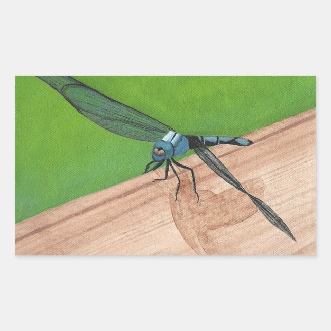 Retangular Dragonfly azul sobre um adesivo de trilho (Frente)