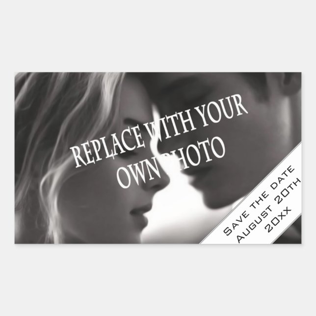 Retangular Foto para salvar o adesivo de data (Frente)