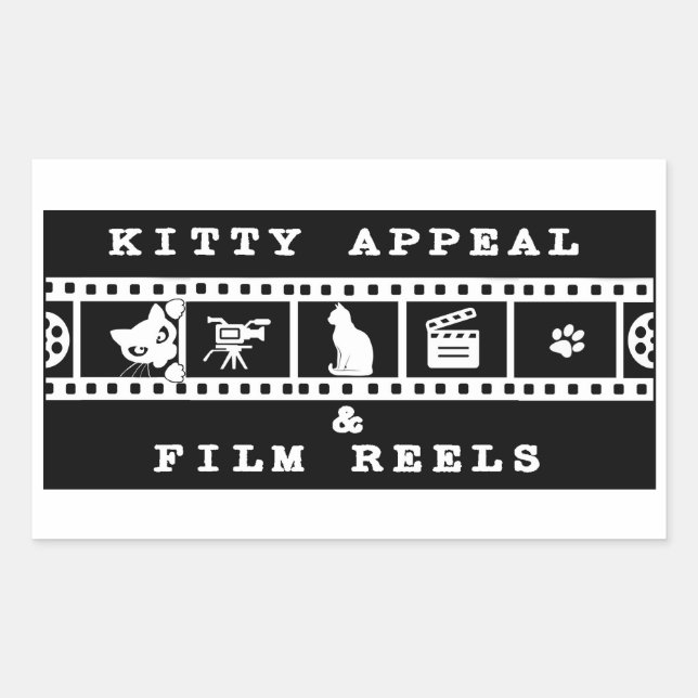 Retangular Kitty Appeal & Film Reels Adesivo Preto (Frente)