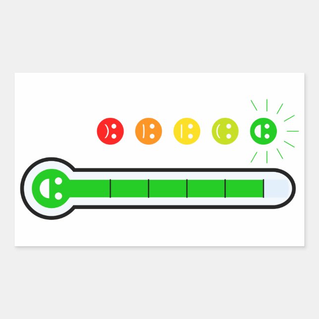 Retangular Medidor de Felicidade com Adesivo de Vinil Emoji (Frente)