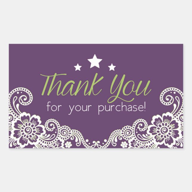 Retangular Obrigado pelo adesivo de compra (Frente)