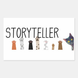 Retangular Paws de contar histórias no trabalho - adesivo do 