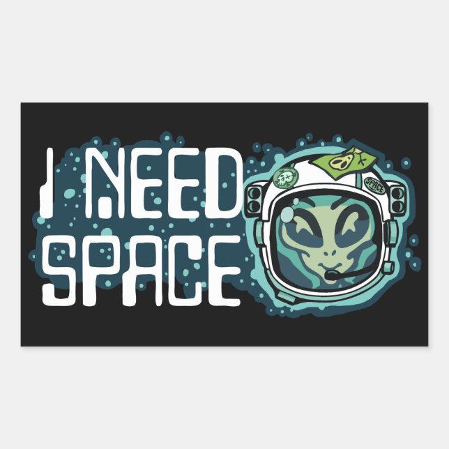 Retangular Preciso de um adesivo espacial (Frente)