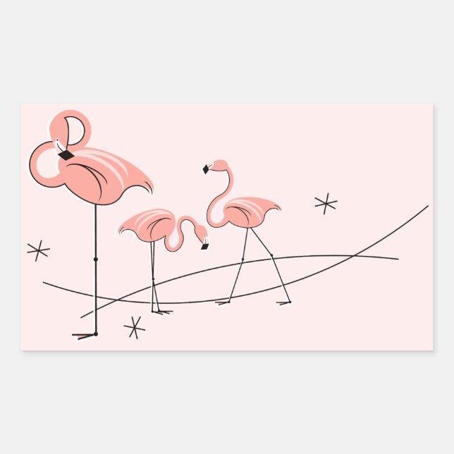 Retangular Retângulo adesivo Flamingos Pink Trio (Frente)