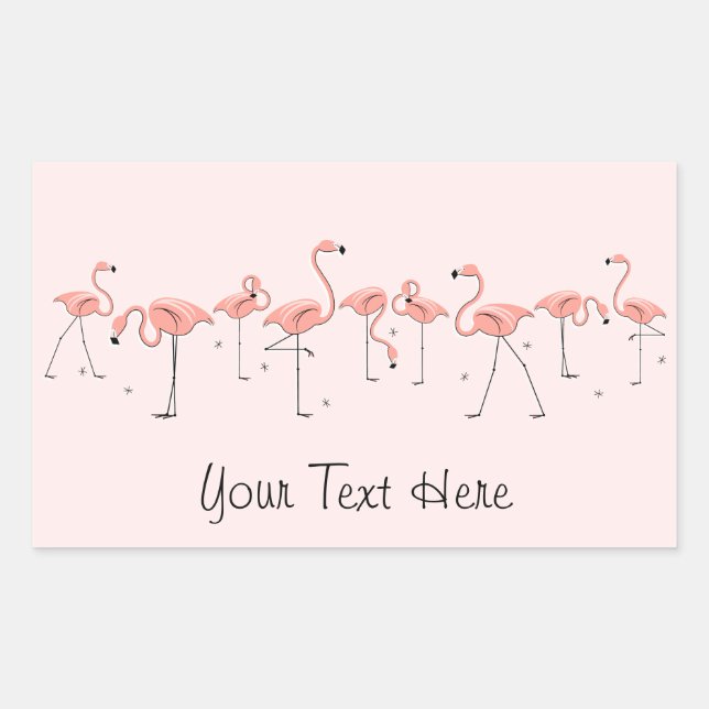 Retangular Retângulo do adesivo de Linha Rosa Flamingos (Frente)