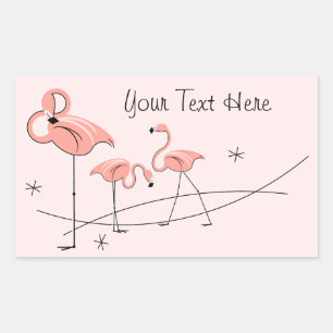 Retangular Retângulo do adesivo de Texto Trio Rosa Flamingos