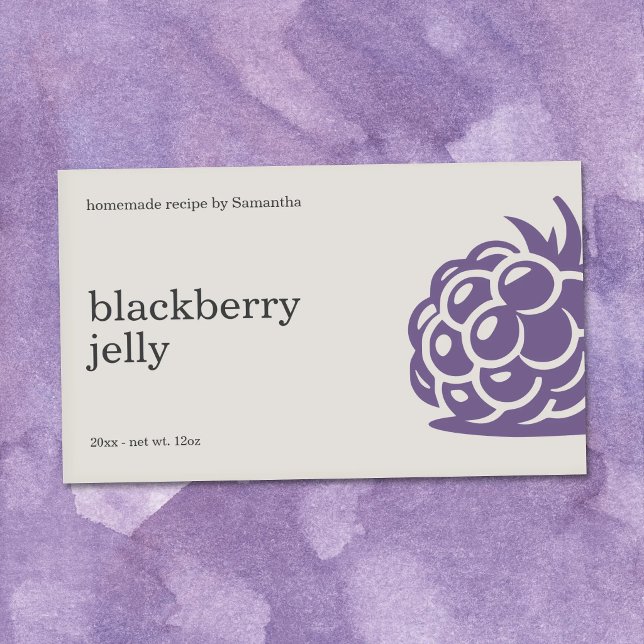 Retangular Rótulo de Adesivo de Janela de Geleia de Amora Pre (Modern Blackberry Jelly Jar Label Sticker)