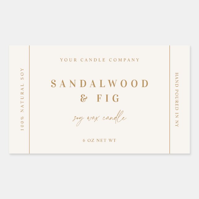 Retangular Rótulo de Adesivo de Produto de Vela Chic para Neg (Frente)