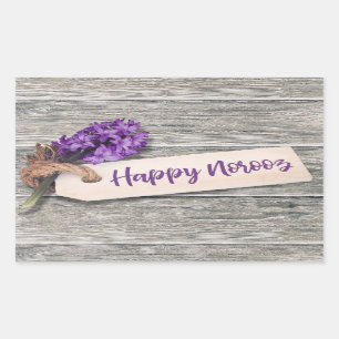 Retangular Rustic Happy Noroz Hyacinth - Adesivo