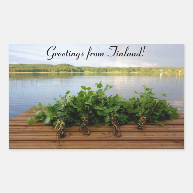 Retangular Saudações do adesivo finlandês (Frente)
