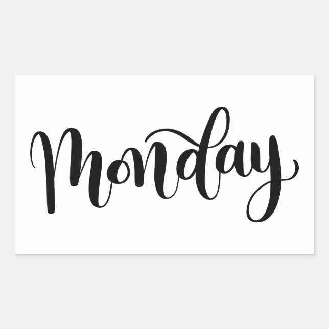Retangular Segunda-feira - Adesivo de Caligrafia / Lettering (Frente)