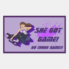 Retangular Um adesivo de skateboarder personalizado