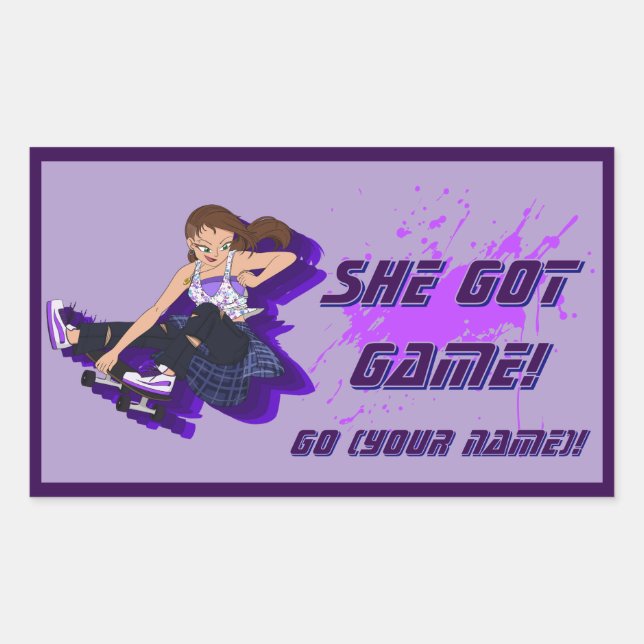 Retangular Um adesivo de skateboarder personalizado (Frente)