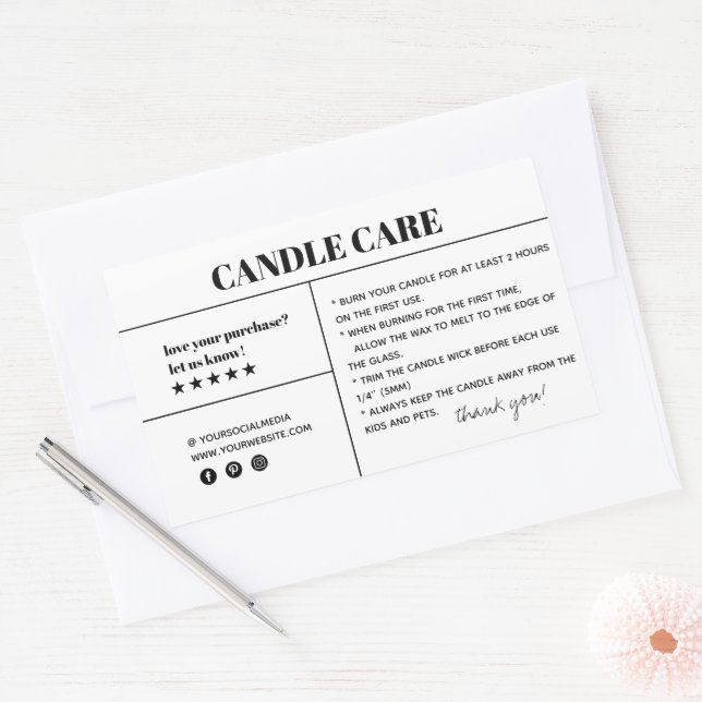 Retangular Velas - Obrigado por empacotar o adesivo (Envelope)