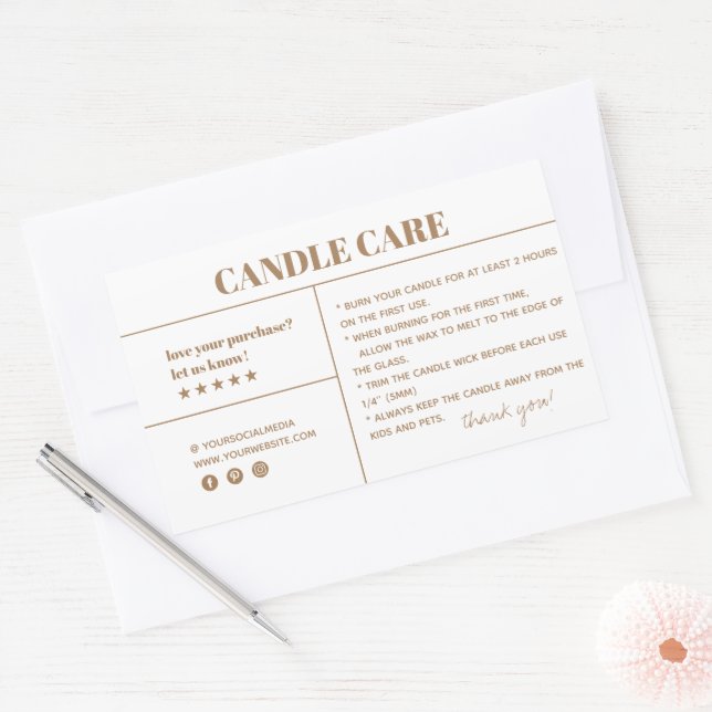Retangular Velas - Obrigado por empacotar o adesivo (Envelope)