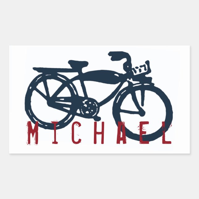 Retangular Velho adesivo de bicicleta azul (Frente)