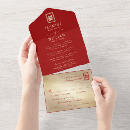 Retângulo Clássico Felicidade Dupla Casamento Chin
