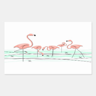Retângulo da etiqueta do grupo dos flamingos