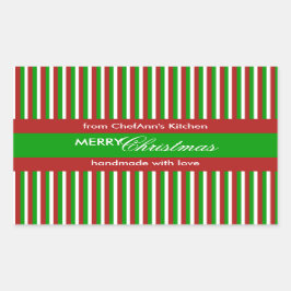 Retângulo de Etiqueta de Cozinha Verde com Faixa d