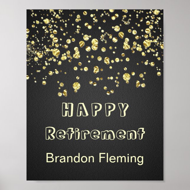 Retirada de Confetti Dourada sobre Poster preto (Frente)