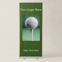 Bola de Golfe Branco sobre Banner Retratável de Te