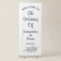 Sinal de boas-vindas do casamento com banner retrá