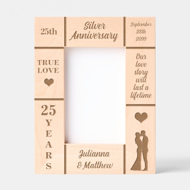 Retrato 4x6 Aniversário de Casamento de 25 Silver (Front)