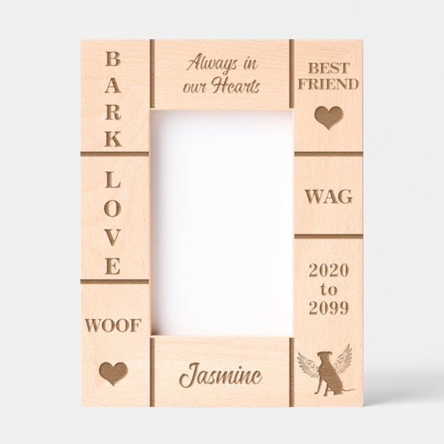 Retrato 4x6 Pet Memorial Angel Dog Nome Ano (Front)