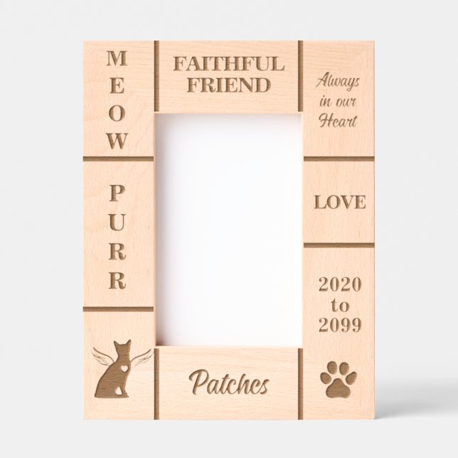 Retrato 4x6 Pet Memorial Angel Nome Ano (Front)