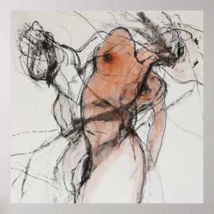 retrato, abstração, aquarela, poster de arte