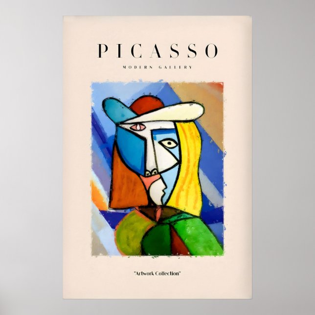 Retrato Abstrato de Mulher de Picasso Impressão Co (Frente)