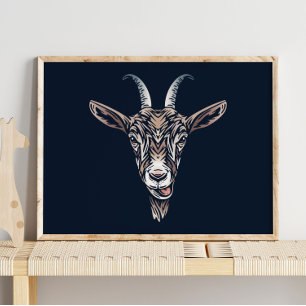 Retrato Animal De Caprino Impressão de Muro de C