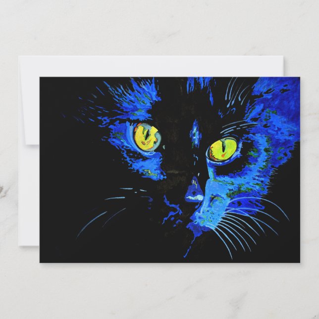Retrato Artístico De Gato Negro Com Amarelo Em Gre (Frente)