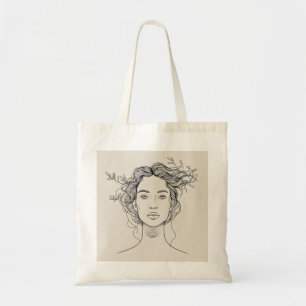 Retrato Botânico de Mulher Bolsa Tote de Arte Li