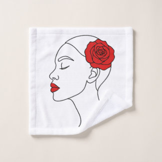 Retrato de Arte em Linha de uma Mulher com Toalha